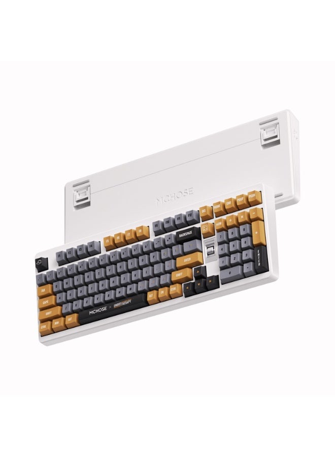 MCHOSE x Unbox Therapy UT98 98% Mechanical Keyboard – Gasket Mount, Hot-Swappable Silent Peach V3 Switch, Tri-Mode (USB-C/ Wireless 2.4GHz/Bluetooth), 10,000mAh Battery, Aluminum Volume Knob, RGB Backlight, Retro Therapy | HW-UT98-4 - Image 3